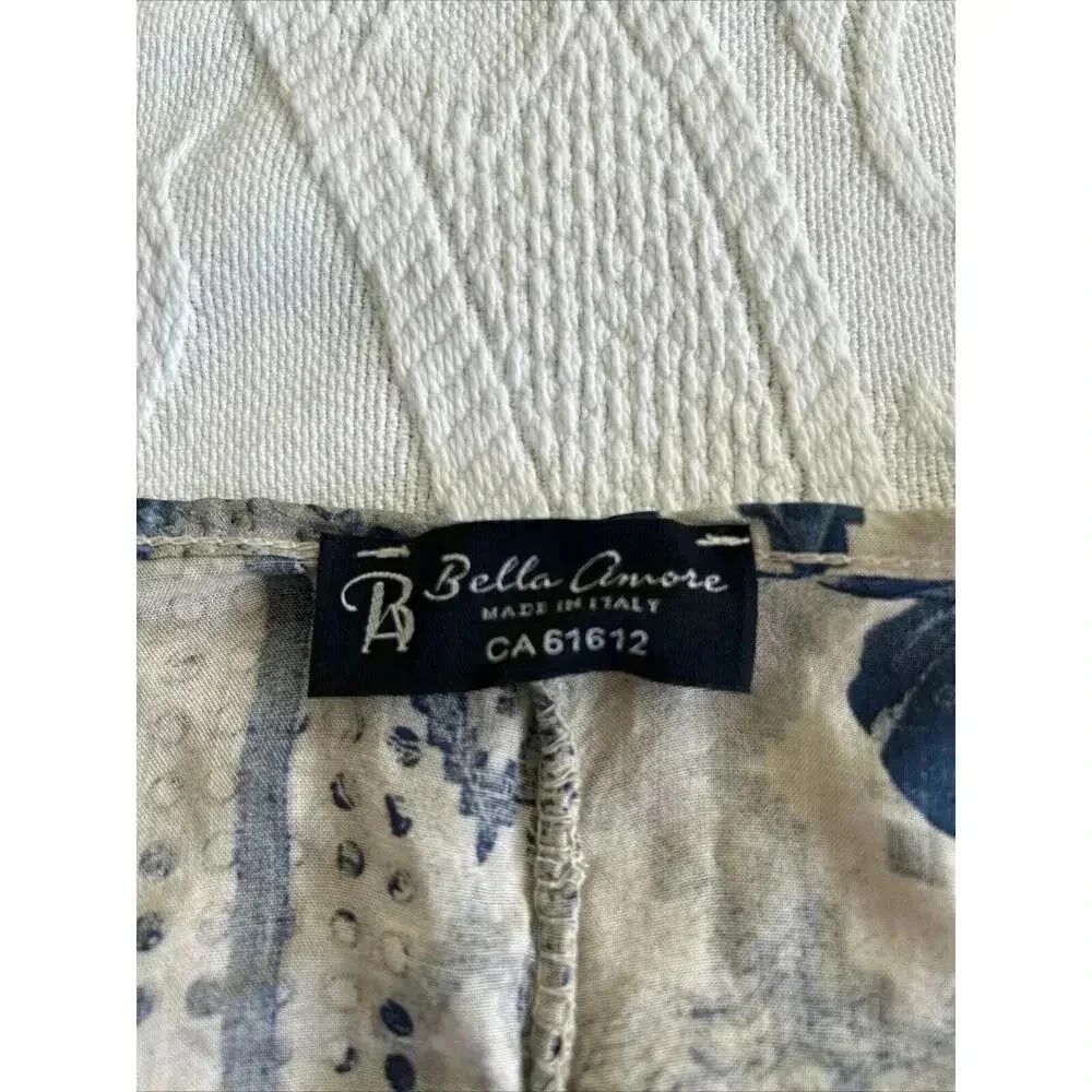Lagenlook Bella Amore Italy Tunic Top Blue Beige Floral Hankie Hem Layering Sz S - Picture 4 of 10